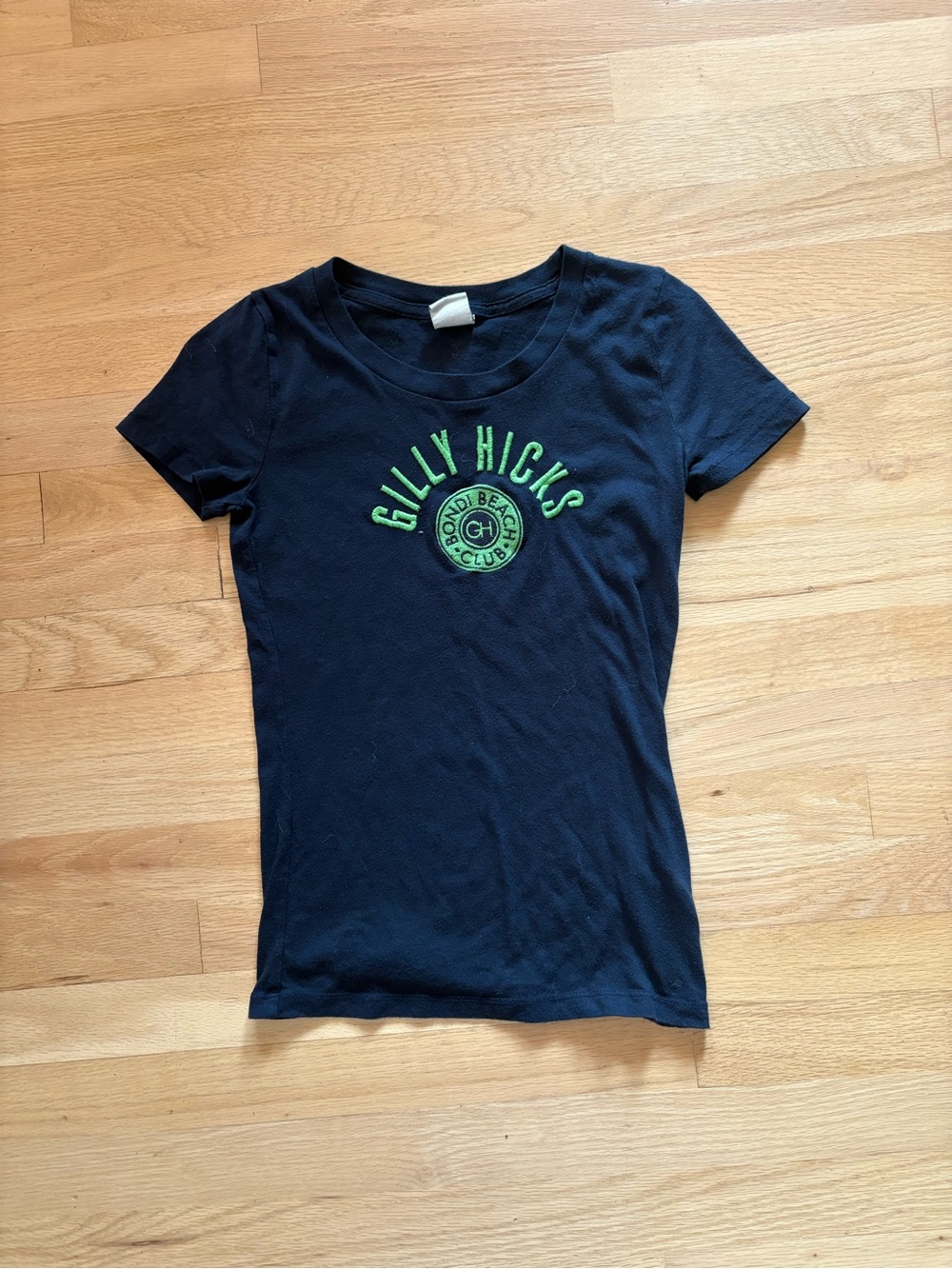 Gilly Hicks Navy Short Sleeve Tee with Lime Green Logo